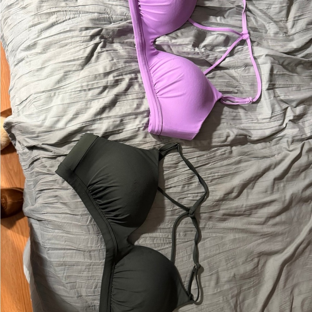 Two-Piece Bikini Set - Olive green & Lavender